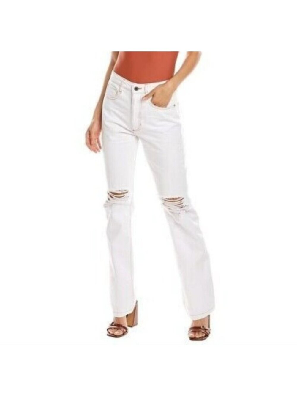 WEWOREWHAT Stretch Denim Classic White Jeans Sz 24 NEW with tags